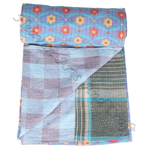 Couverture en coton vintage indien, travail Kantha, jetés, Gudari, couvertures, ancienne couvre-lit GD004, travail Kantha, couverture indienne réversible - Product Image 5