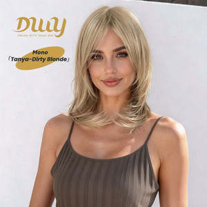Perruque synthétique sans colle Tanya-DWY, courte, ondulée naturelle, avec raie libre et dentelle transparente, perruque courte ondulée naturelle - Product Image 6