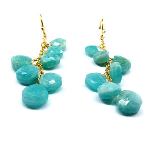 Colgante Plata de Ley 925 Chapado en oro Amazonita Piedra preciosa Clásico Barato Elegante Mujer Use Pendientes colgantes - Product Image 4