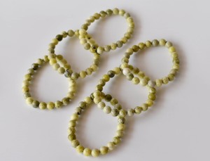 Pure Natural Lemon Color Serpentine 8mm Round <b>Beaded</b> <b>Bracelets</b> Lovers Healing Meditation Jewelry at Best Price - Product Image 3