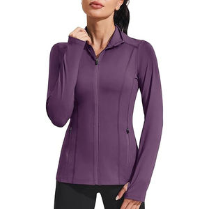 Veste d'entraînement de yoga pour femmes, extensible, confortable, fermeture éclair intégrale, haut léger, nylon, élasthanne, athlétique, respirant - Product Image 1