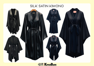 Kimono en satin de soie de mûrier personnalisable, 22, 25, 30 Momme, Grade 6A, ODM, élégant, de luxe, orné de perles, floral, géométrique, uni, pour l'été - Product Image 2