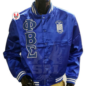Phi Beta Sigma seda satén mangas Custom Letterman Bomber chaqueta con forro de tela suave cálido acolchado forro chaqueta de los hombres - Product Image 5