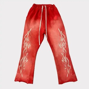 Men's <b>Stacked</b> Sweatpants Custom 300-400 GSM 100% Cotton Raw Hem Cut Edge Sun Faded Acid Wash Flare Size - Product Image 3
