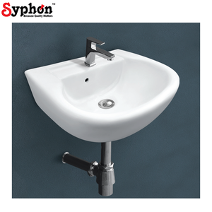 Lavabo mural rond en céramique hygiénique de couleur blanche pour salle de bain luxueuse d'Inde - Product Image 1