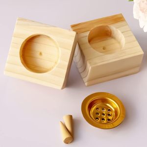 Brûleur à cône d'encens en bois Brûleur de Bakhoor en bois Porte-encens en bois Plateau Encensoir Brûleur d'arôme Décor pour la méditation Yoga - Product Image 3