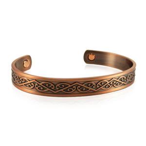 Engraved Swirl Design Pure <b>Copper</b> Cuff <b>Bracelet</b> (Adjustable) - Product Image 4