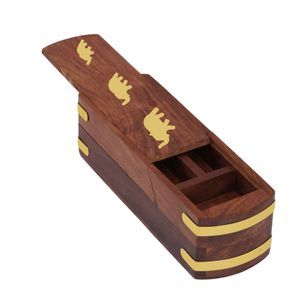 Vente en gros Organisateur de boîte de rangement en bambou naturel écologique à six grilles Boîte de rangement pour thé en bois rustique MDF 4 compartiments - Product Image 4