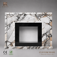Cheminée en marbre Breccia Capraia sculptée à la main, style moderne et luxueux, personnalisée pour salon intérieur