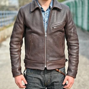 Chaqueta de cuero de oveja de cuero genuino para hombre, tendencia Retro Vintage, capa superior de grano completo, chaquetas impermeables a prueba de viento FCY - Product Image 4