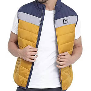 Nueva llegada de los hombres de cuello redondo de lona de invierno Puffer Chaleco con cremallera de tamaño personalizable impermeable y cálido prendas de vestir exteriores - Product Image 1