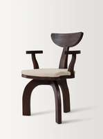 Chaise de salle à manger moderne avec accoudoirs, structure en teck massif, hauteur réglable, revêtement en lin, couleur personnalisable, pour la maison, le bureau, l'appartement, l'atelier