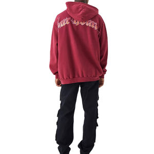 Fournisseurs de vêtements de rue surdimensionnés en strass de conception imprimée de logo personnalisé complet Sweats à capuche lourds en relief en strass pour hommes - Product Image 2