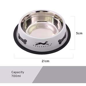 Anti-Skid Stainless Steel Pet <b>Dog</b> <b>Bowl</b> 700ml Water Food <b>Bowl</b> Black Grey Combo 2 Sets for Cats <b>Dogs</b> for Medium for Birthday Gifts - Product Image 2