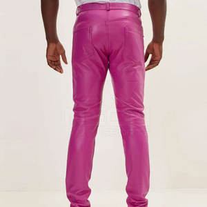 กางเกงหนังผู้ชายขายส่ง MOQ ต่ำ รับผลิตตามแบบ ดีไซน์ล่าสุด กางเกงหนังผู้ชายแบบฟอก สำหรับขายออนไลน์ - Product Image 3