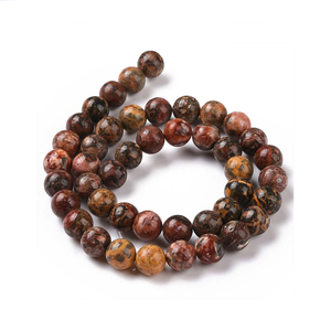 Perles de pierre Jaspe léopard, fil de perles, bijoux en pierre, pierres précieuses lisses en vrac, collier de guérison, cristal naturel, grossiste - Product Image 1