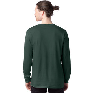 Azul marino Hombres Camiseta de manga larga Algodón Sólido Liso Camisetas en blanco Transpirable - Product Image 5