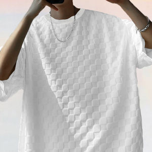 2025 à la mode damier grande taille décontracté hommes été deux pièces t-shirt et short de sport ensemble avec Logo personnalisé - Product Image 6