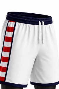 Ensemble de maillots de basket-ball unisexes personnalisés à manches courtes avec logo sur le devant, rayures blanches et rouges, col en V, sublimé, respirant, en polyester, taille adulte - Product Image 4