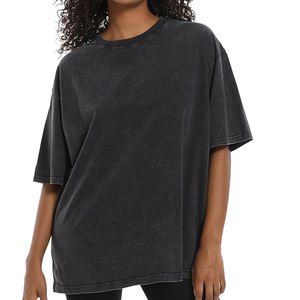 High Quality Oversized Women Cotton Vintage Acid Wash <b>Thick</b> Casual Basic Tees Top Street Wear for Women Long <b>T</b>-<b>shirt</b> for men - Product Image 4