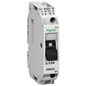 Interruttore Automatico SCHNEIDER ELECTRIC TeSys GB2 1P 0.5 Icu 50 KA@240 V, Livello di Disattivazione Magnetica Basso, Circuito Termomagnetico - Product Image 1