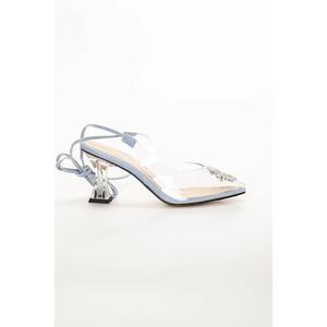 Tacchi sottili trasparenti lapidati da donna da 7cm legati Baby Blue STONE trasparente 426m