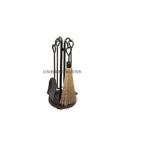 Extra-large heavy-duty black metal <b>fire</b> pit <b>tools</b> set with a stylish modern design and strong reinforced handles - Product Image 1