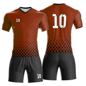 Tenue de football pour jeunes de qualité supérieure, personnalisable, 100% polyester, maillot de football à col rond à manches courtes, ensembles de shorts - Product Image 4