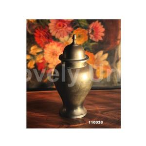 Venta caliente jarrón de latón grabado jarrón de latón urna jarrón de latón antiguo con tapa urna con bolsa de terciopelo gratis - Product Image 1