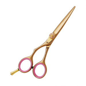 Ciseaux de coiffure professionnels plaqués or, en acier inoxydable, ciseaux à effiler pour barbier, manche rose, fabriqués au Pakistan - Product Image 2