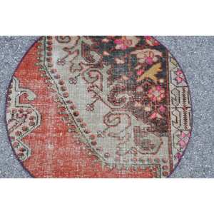 Classic <b>Red</b> 2.3 X 2.3ft Large Area Kilim Style Turkish Rug Wool <b>Latex</b> Backing Patchwork Pattern Classic Rectangle Design 10mm - Product Image 5