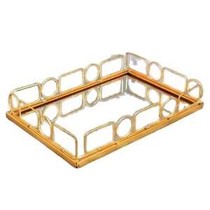 Plateau rectangulaire de Noël de haute qualité avec poignée dorée en émail, vaisselle pour mariages, hôtels et fêtes - Product Image 2