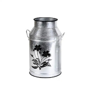 Grande jardinière de fleurs en métal galvanisé fait à la main, pot de fleurs élégant pour l'extérieur avec poignée, poterie design pour la maison et le jardin - Product Image 3