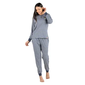 Vertrouwde Exporteur Verkoop Duurzame Kwaliteit 100% Katoenen Dames Nachtkleding Gebreide Halve Mouwen 2 Delige Pyjama Set Voor Vrouwen