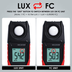Medidor de Luz Digital de 200000 LUX, Medidor de Iluminancia Portátil para Medición de FC/LUX para Oficina, Escuela, Fábrica - Product Image 5