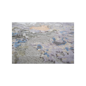 Tapis en laine et soie de bambou noué à la main gris et noir Entropy 9x12 rectangulaire à motif abstrait pour la maison, le salon, modèle Srb(7111) - Product Image 3