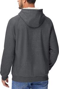 Sudadera con capucha Sherpa de peso pesado para hombre, sudadera atlética térmica de invierno, bolsillo de canguro, patrón sólido, forro polar grueso con capucha - Product Image 3