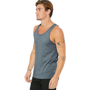 Unisex Athletic Heather/Navy 3480 Jersey Tank Top Ringer Bella Canvas Tank Top con decoración bordada en 3D - Product Image 5