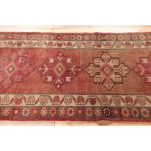 2.9x10.8 ft Rug, <b>Runner</b> Turkish Rug, <b>Red</b> Herki Moroccan Rug - Product Image 3