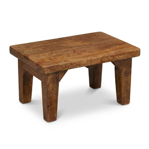 Taburete de madera maciza para Pooja, acabado natural, para sentarse en el Mandir, taburete para pies y mesa auxiliar para el hogar, preensamblado. - Product Image 2