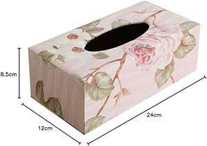 Caja de pañuelos de madera clásica con estampado para interiores del hogar, caja de pañuelos de madera con estampado para uso en la cocina y el comedor, hecha a mano. - Product Image 3