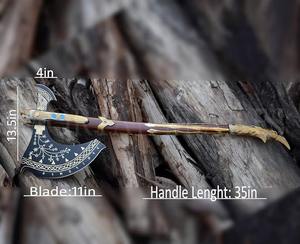 Hache de Kratos prête à être expédiée, issue du jeu God of War, forgée à la main, hache barbue en acier inoxydable, hache de Leviathan - Product Image 6