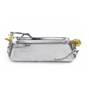 Lujos llamativos Bandejas de servicio chapadas en plata con mango de latón Venta caliente Bandejas de acentos de alta calidad Vajilla Centro de mesa - Product Image 5