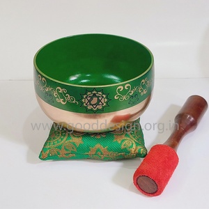 ชุดชามร้องเพลงทิเบต5 "คุณภาพสูงพร้อมรูปหัวใจจักระเจ็ดสีเขียวชามเนปาลิสีบรอนซ์สำหรับทำสมาธิ - Product Image 2