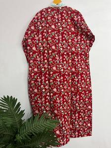 Vestido Kimono de Algodón Hecho a Mano, Ropa de Dormir de Verano, Estampado Floral, Hasta el Suelo, Bata de Dama de Honor, Cubierta de Playa, Vestidos Informales - Product Image 4