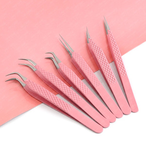 Meilleure vente Extension de cils à pointe en fibre Pince à épiler Volume à pointe fine Pince à épiler incurvée Pointe fine droite et pointue de précision - Product Image 6