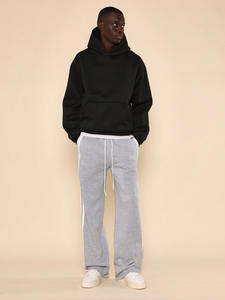 Unisex 100% algodón pulóver Sudadera con capucha negro de gran tamaño gota hombro holgado peso pesado grueso logotipo personalizado para invierno - Product Image 2