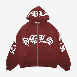 Sudadera con cremallera recortada personalizada de gran tamaño 500 400gsm algodón de alta calidad peso pesado Boxy Hooded Full Zip Hoodie impresión de alta calidad - Product Image 1