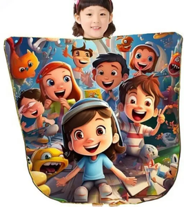 Capa de corte de pelo para niños de poliéster impermeable para uso de peluquero de salón antiestático y personalizable - Product Image 4