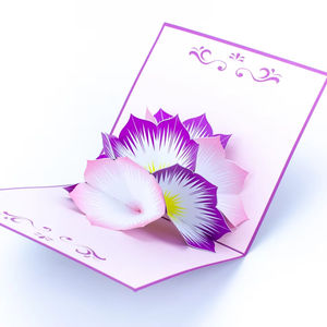 Carte de voeux artisanale en papier 3D violet et rose avec cadeau souvenir de fleurs vietnamiennes pour des occasions spéciales - Product Image 1